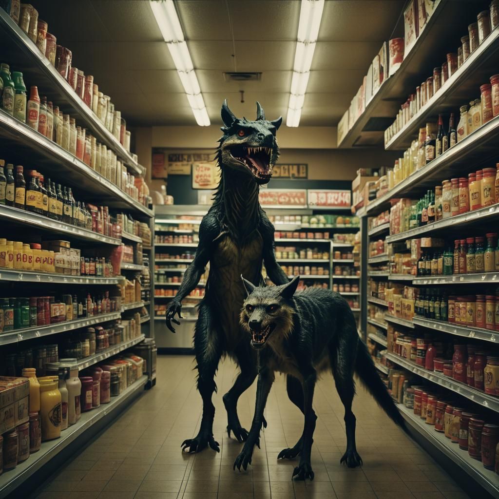 Chupacabra and Skinwalker Face-Off: Cinematic Film Still