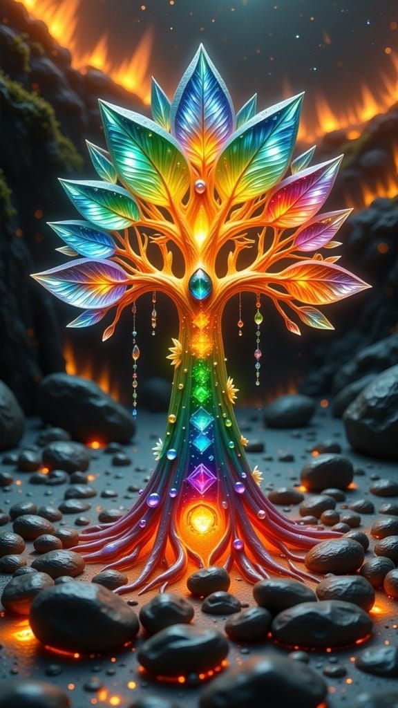 Surreal, Crystal Tree Radiates Life Force at Earth's Core in...