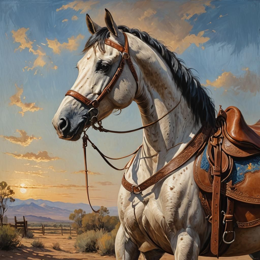 Arabian Stallion in Impressionist Oil Painting