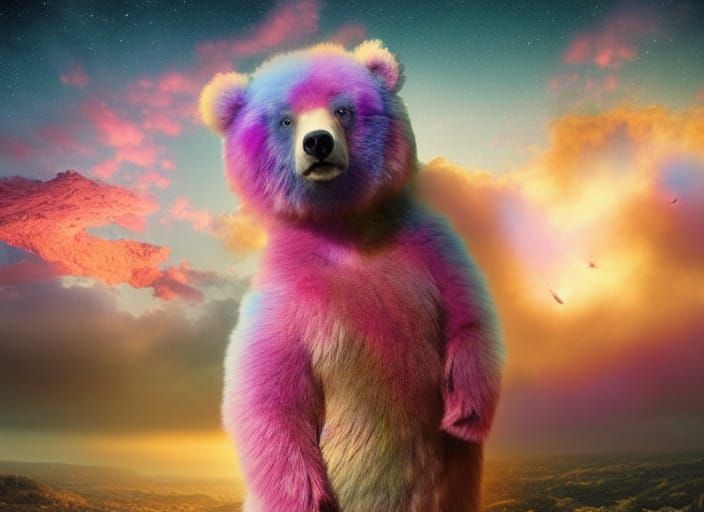Nebula Bear in Marbled Fairyland: Digital Matte Painting