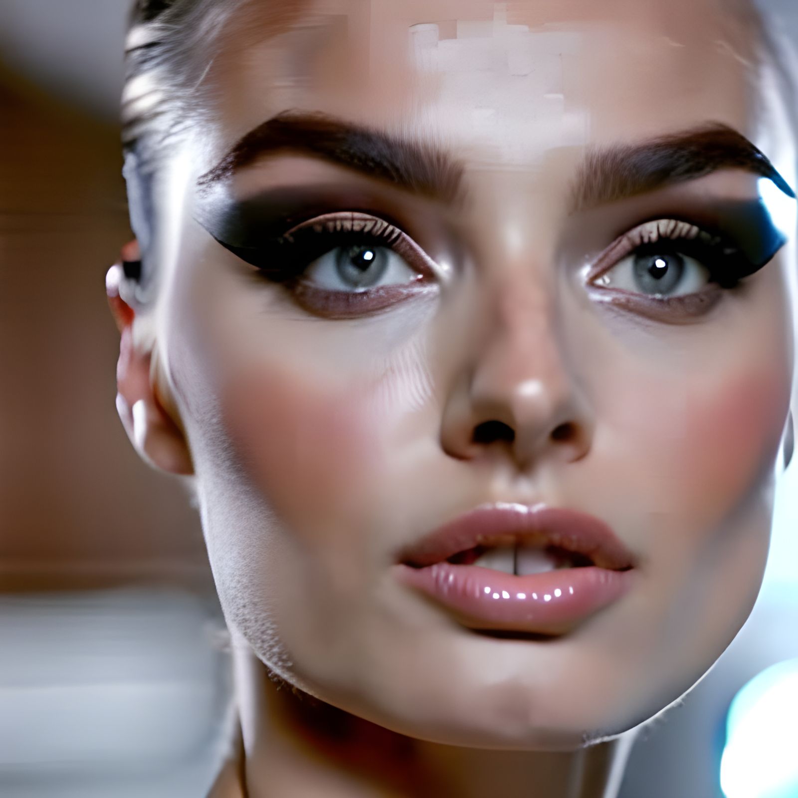 Gorgeous Supermodel Posing in Hotel Lobby, 8K