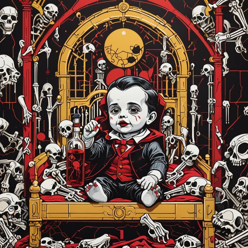 Baby Dracula Pop Art in Bold Geometric Style