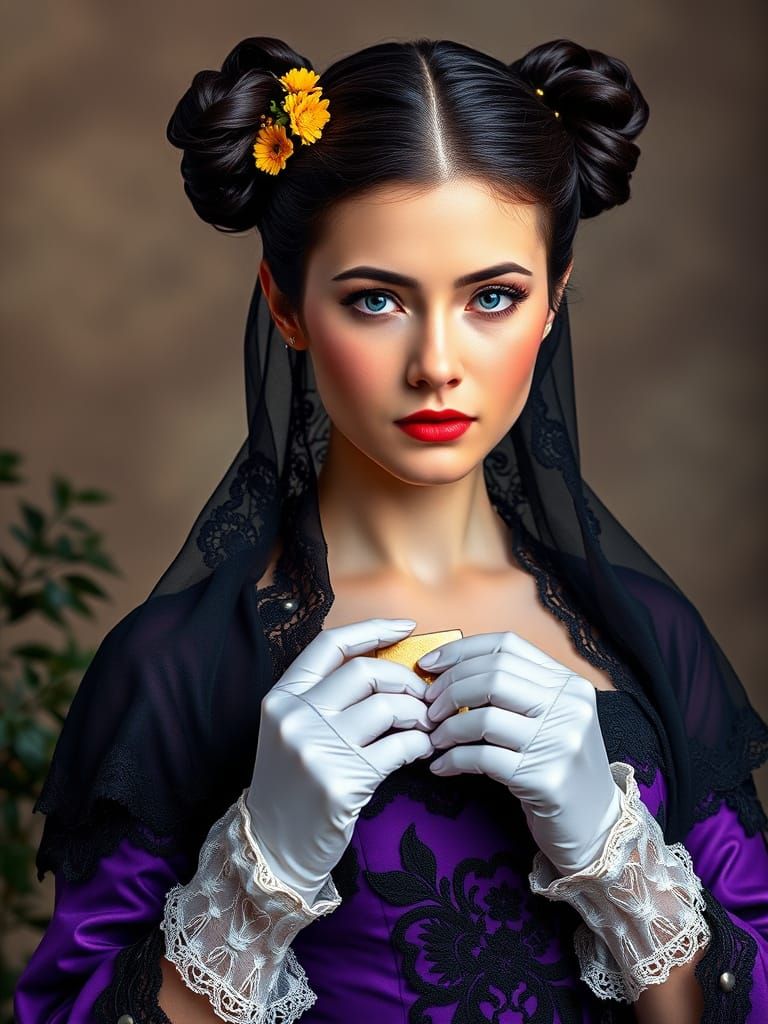 Ultra-Realistic Portrait of a Woman in Purple Gown