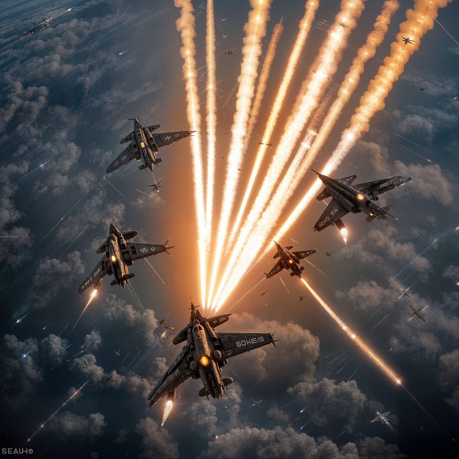 Fighter Jet HUD Display in Aerial Combat