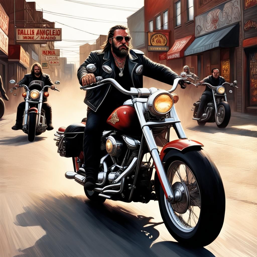 Hyperrealistic Bikers Ride into Town: Splash Art
