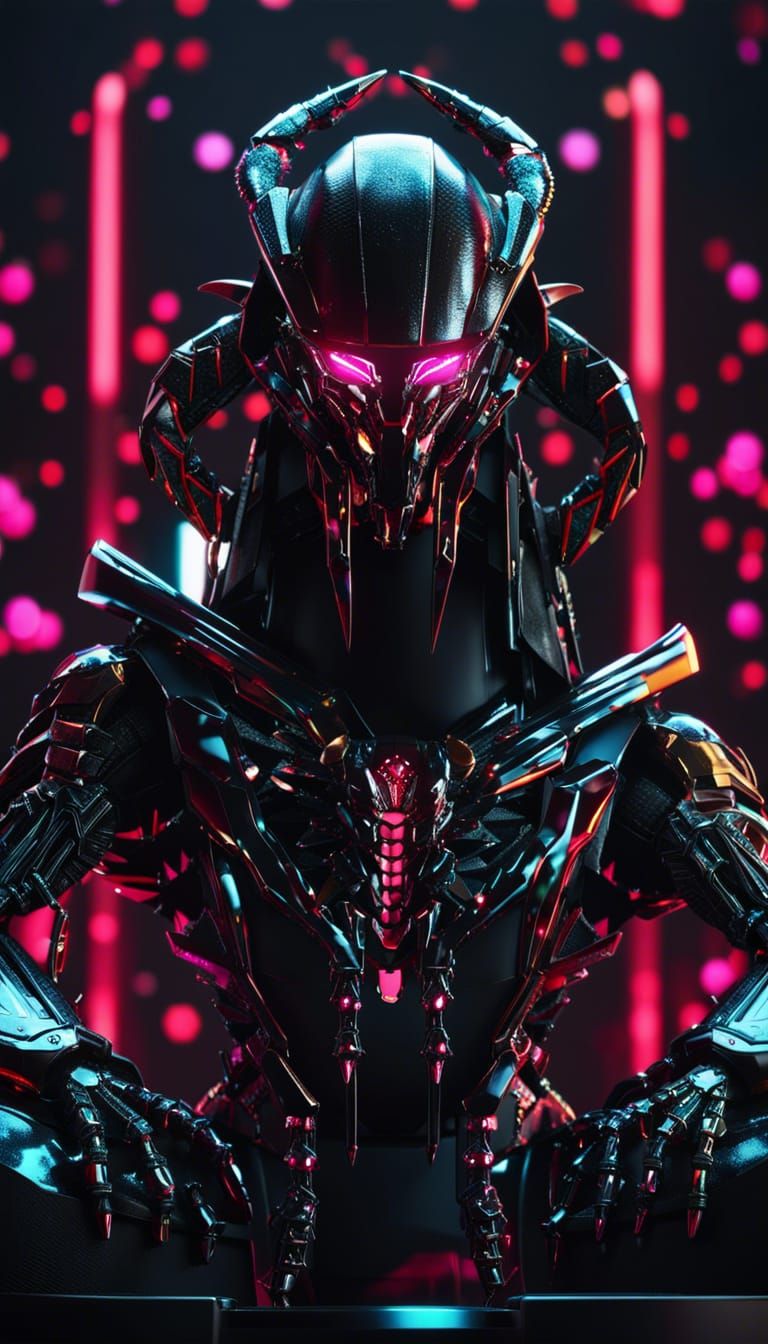 Cyberpunk God Scorpion on Crystal Throne