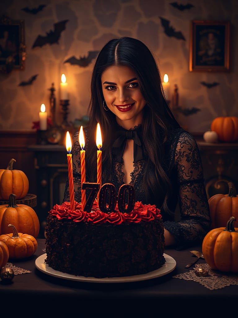 Elegant Vampire Woman's 700th Birthday Celebration