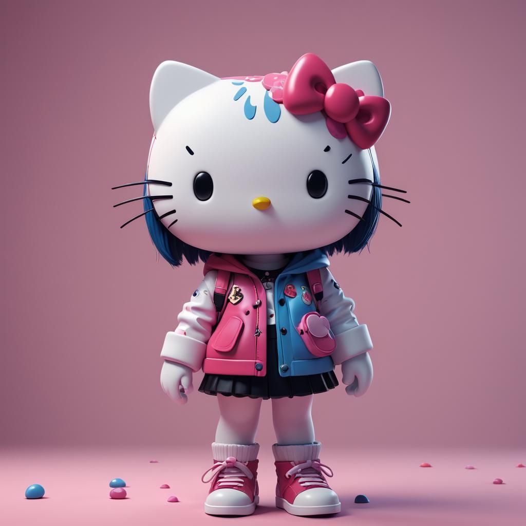 Emo Hello Kitty as 3D Digital Art
