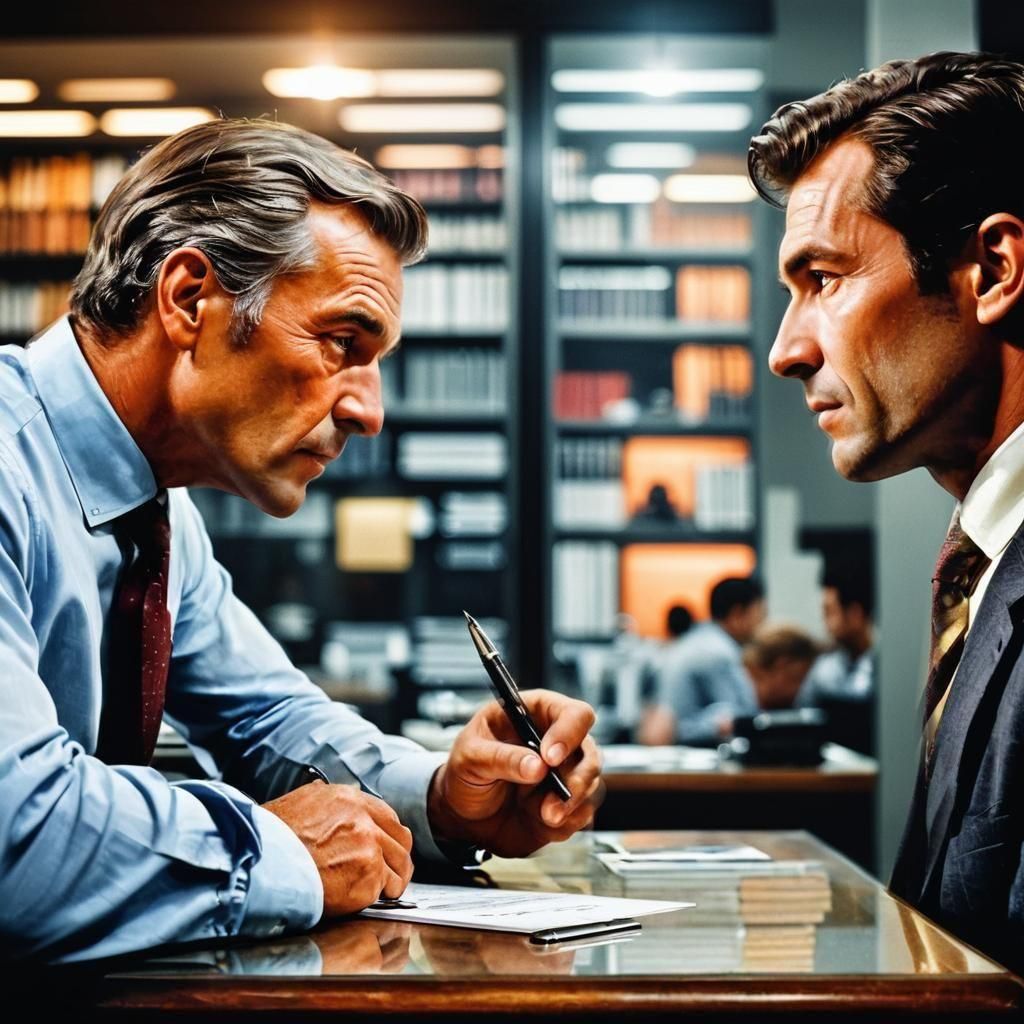 Hyperrealistic Photo of Pen Salesman and Customer