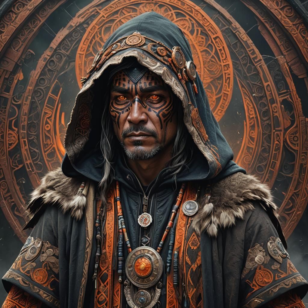 First Nations Shaman in Hyperrealistic Portrait