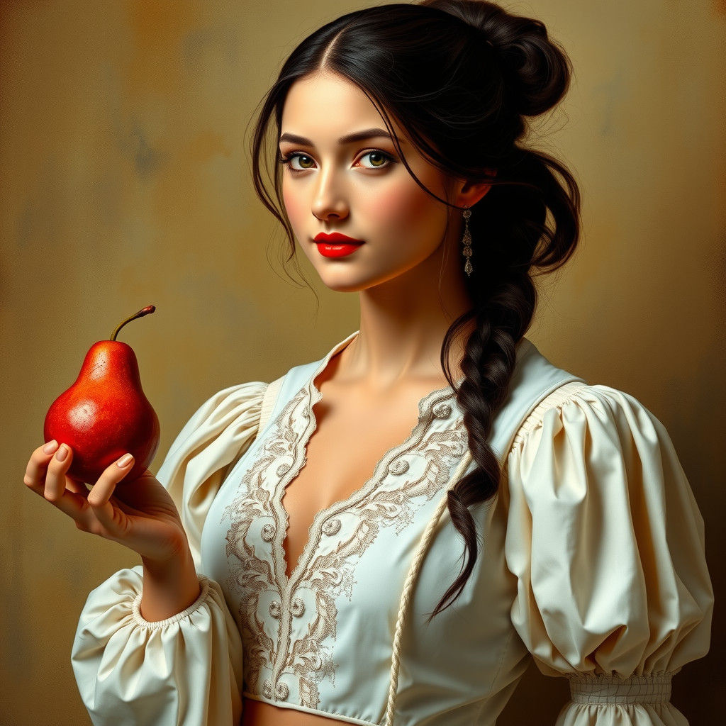 Renaissance Woman with Pear, Volumetric Lighting
