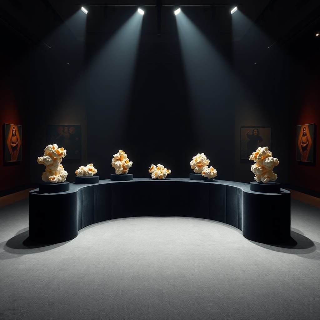 Surreal Popcorn Kernels in Art Gallery Installation