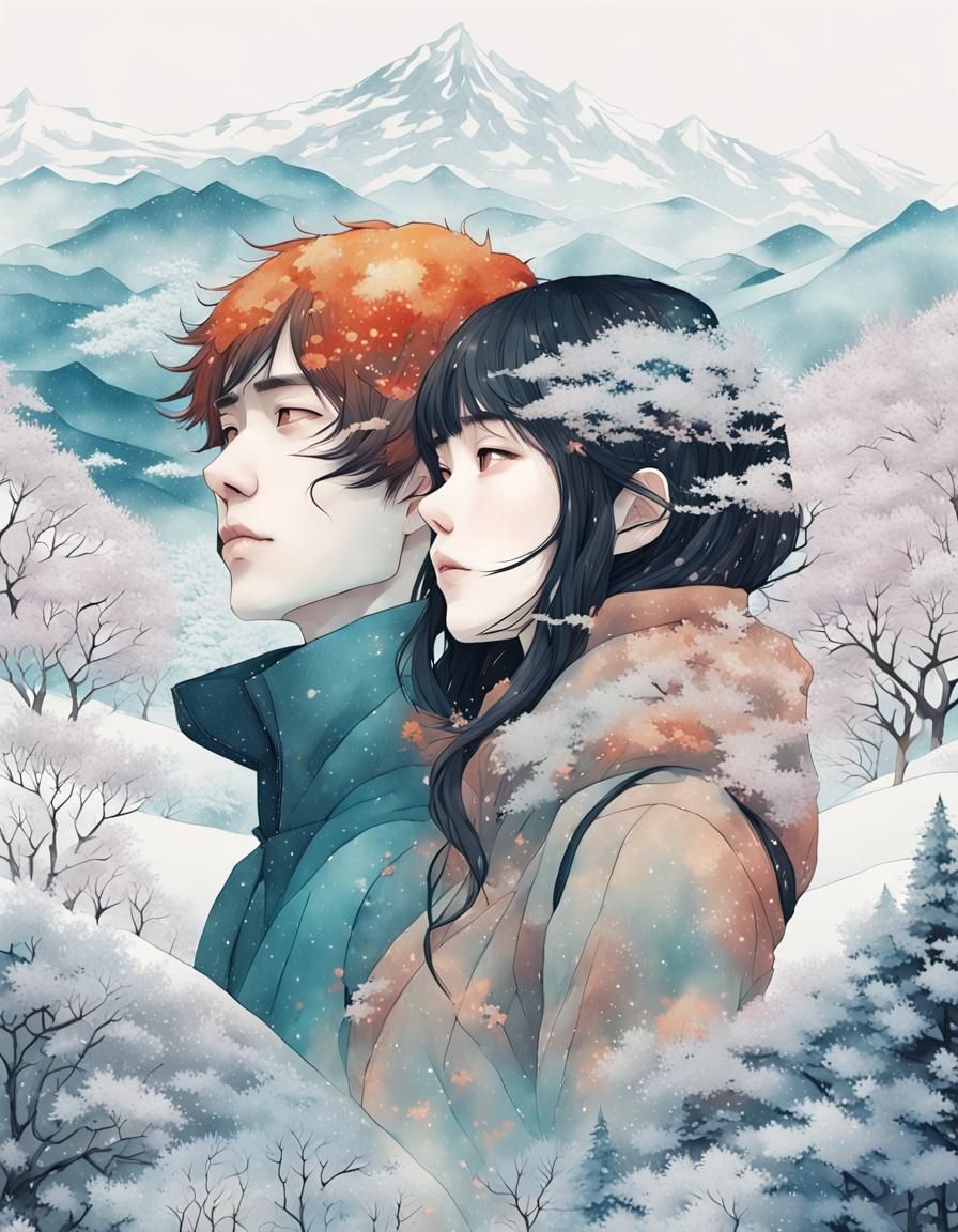 Seasonal Couple Portrait Inspired by Manhwa Artwork