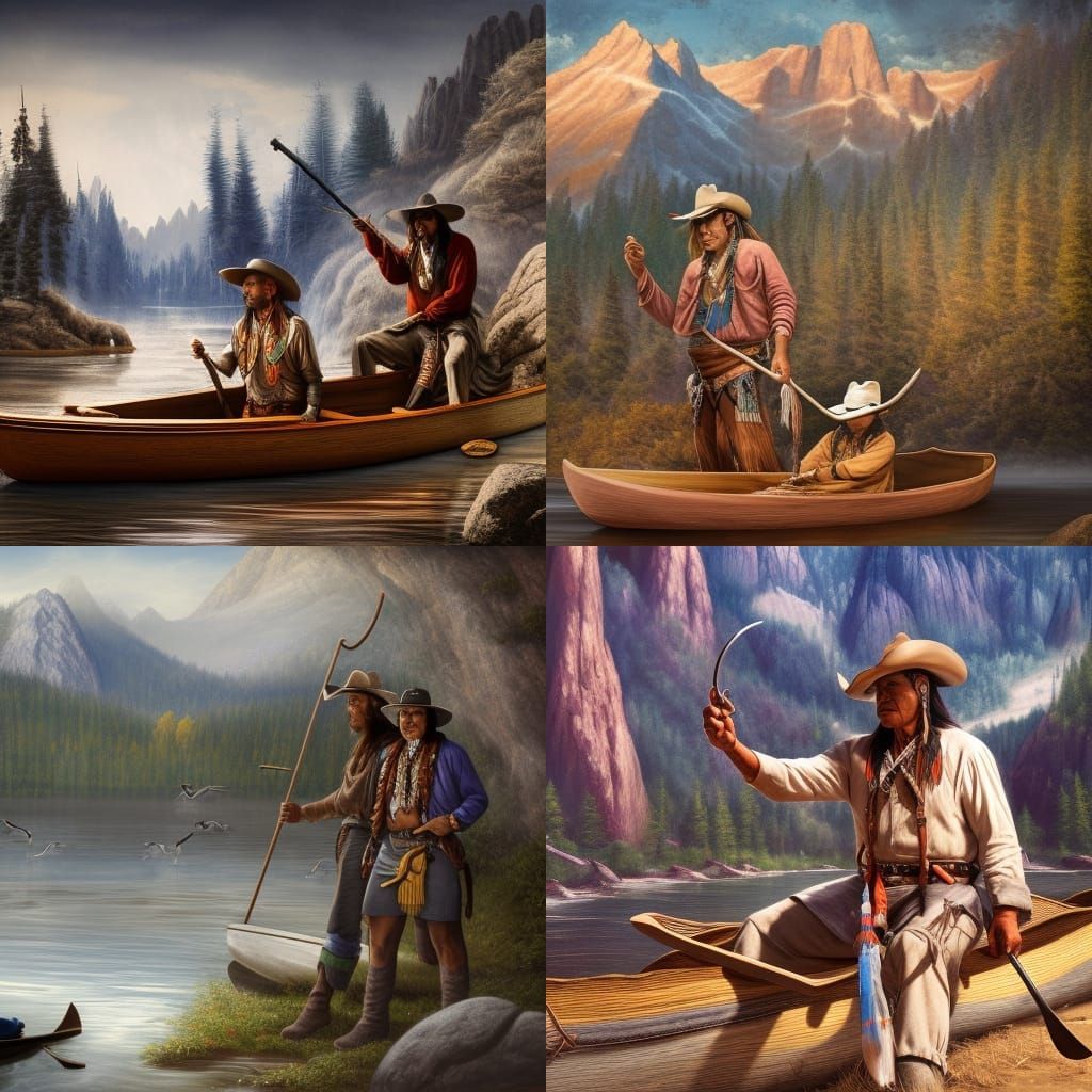 Cowboy and Native American Prospector Search for Silver