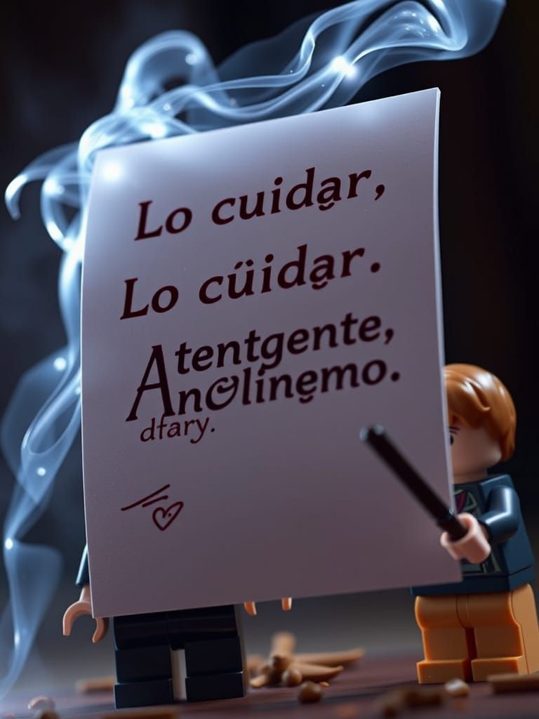 Magical Letter with Glowing Text in a LEGO Wizarding Scene