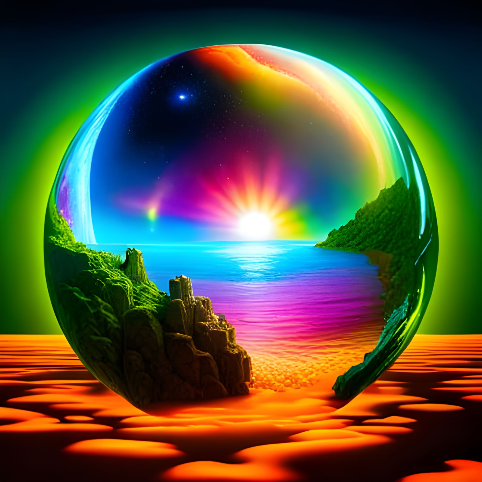 Fantasy Landscape - Inside A Glass Globe