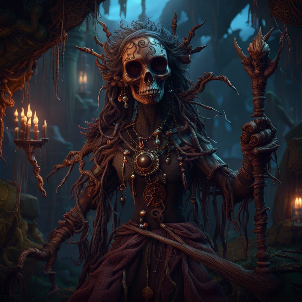 Detailed Voodoo Matte Painting in Deep Color