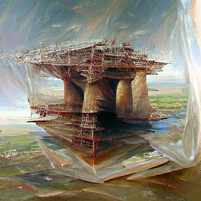Epic Megastructure in Oil Painting Style