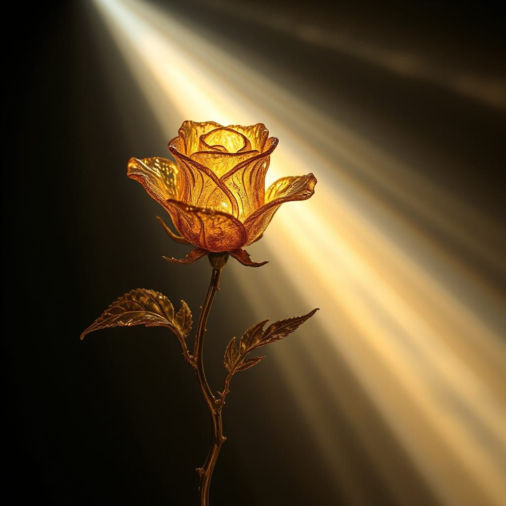 Golden Crystal Rose Art Nouveau Masterpiece