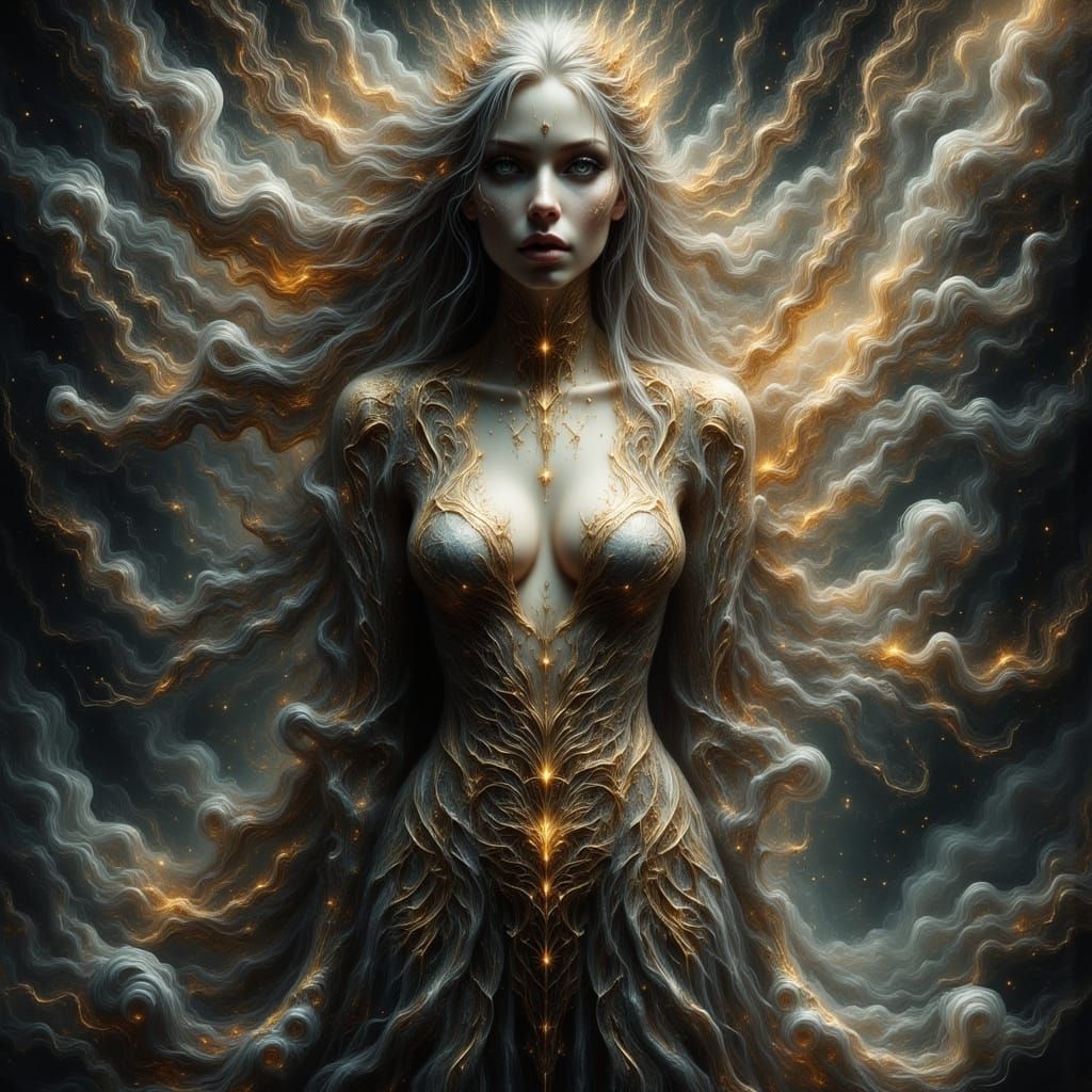 Ethereal Goddess in Spectral Castle, Dark Gothic Style