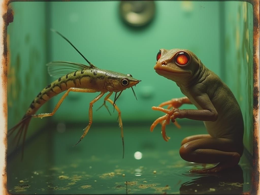 Mutant Hybrid Creature in 80s Polaroid Style