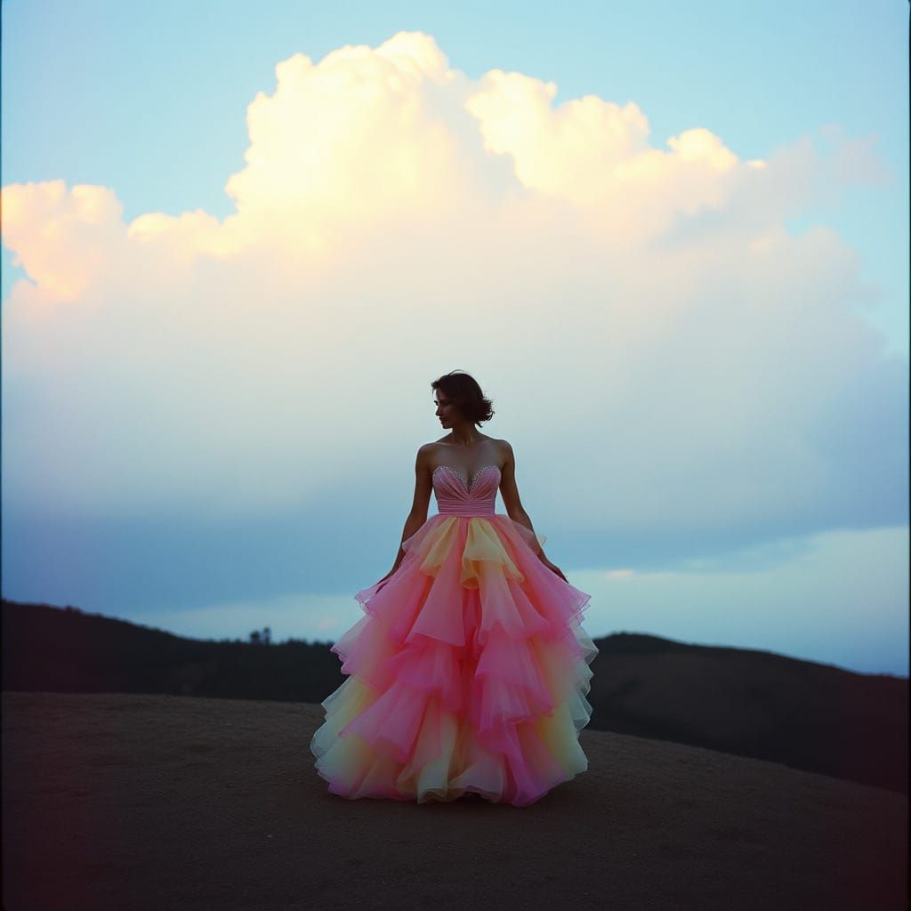 Ethereal Rainbow Cloud Goddess in Cinematic Film Still