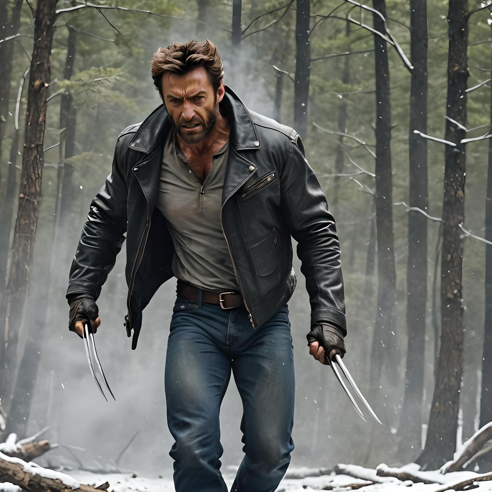 Wolverine Headshot with Metal Claws and Explosions