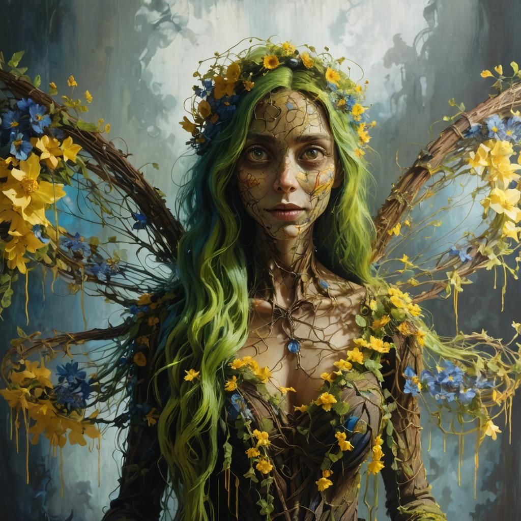 Fairy Girl Portrait in Expressionist Style