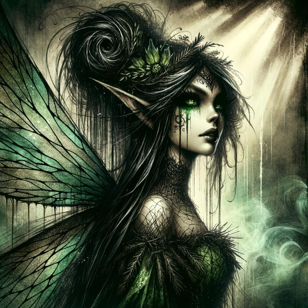 Captivating Faerie Queen Portrait in Watercolor Style