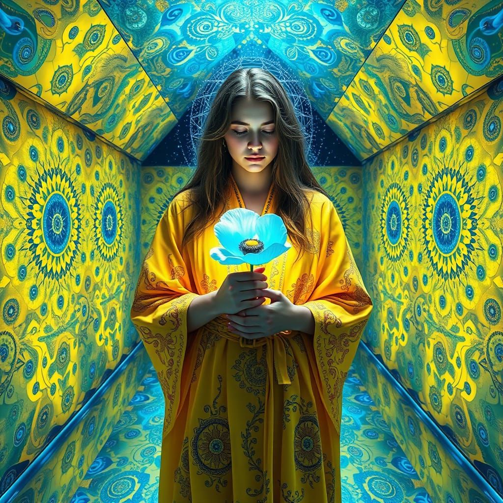 Surrealist Vision of a Hippie in Cosmic Harmony