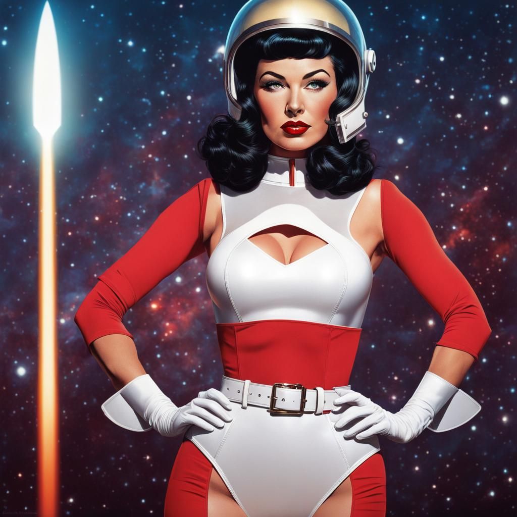 Retro Space Girl in Dave Stevens Style