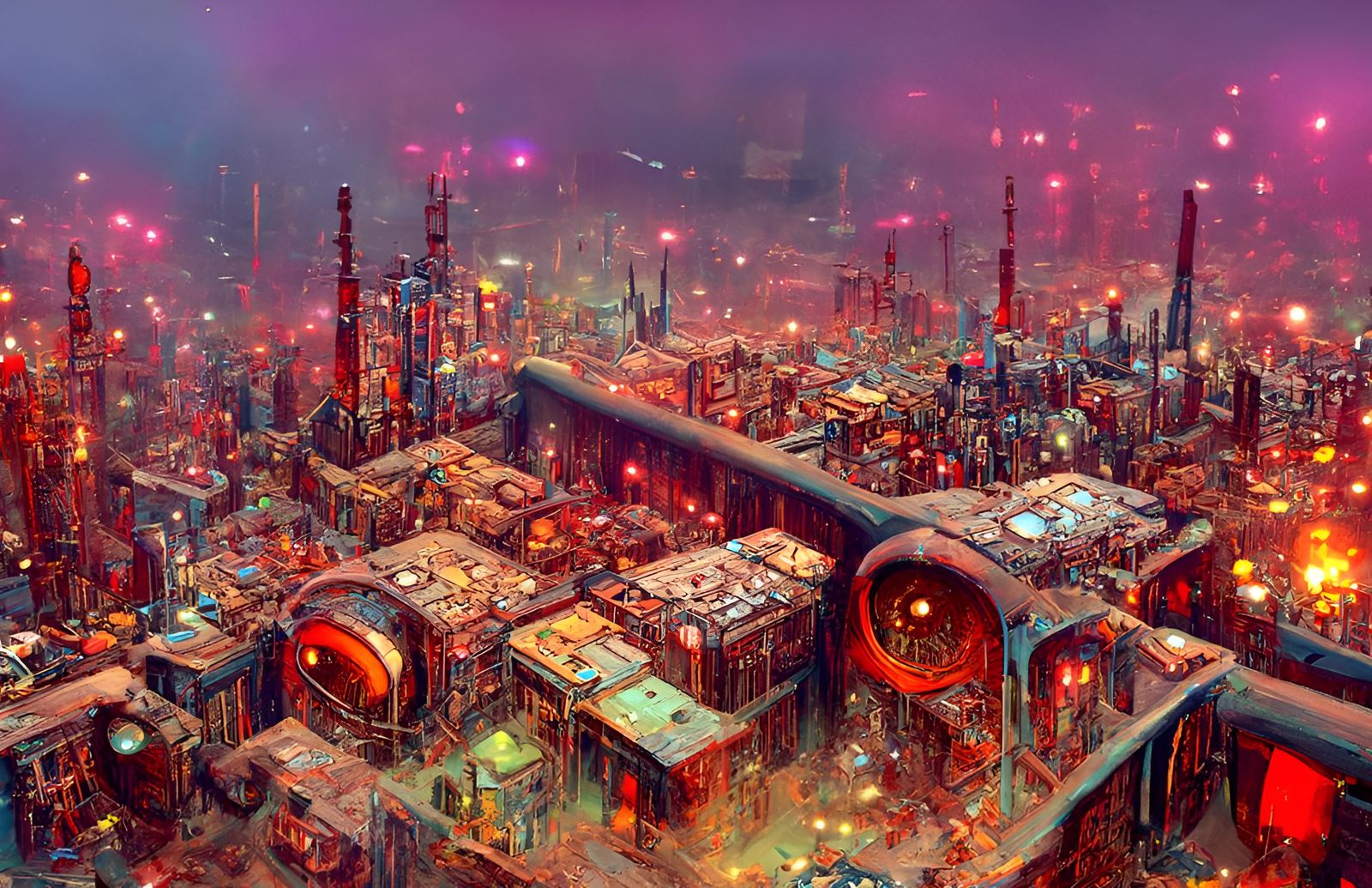 Dystopian Cyberpunk Cityscape Illustration in 8K