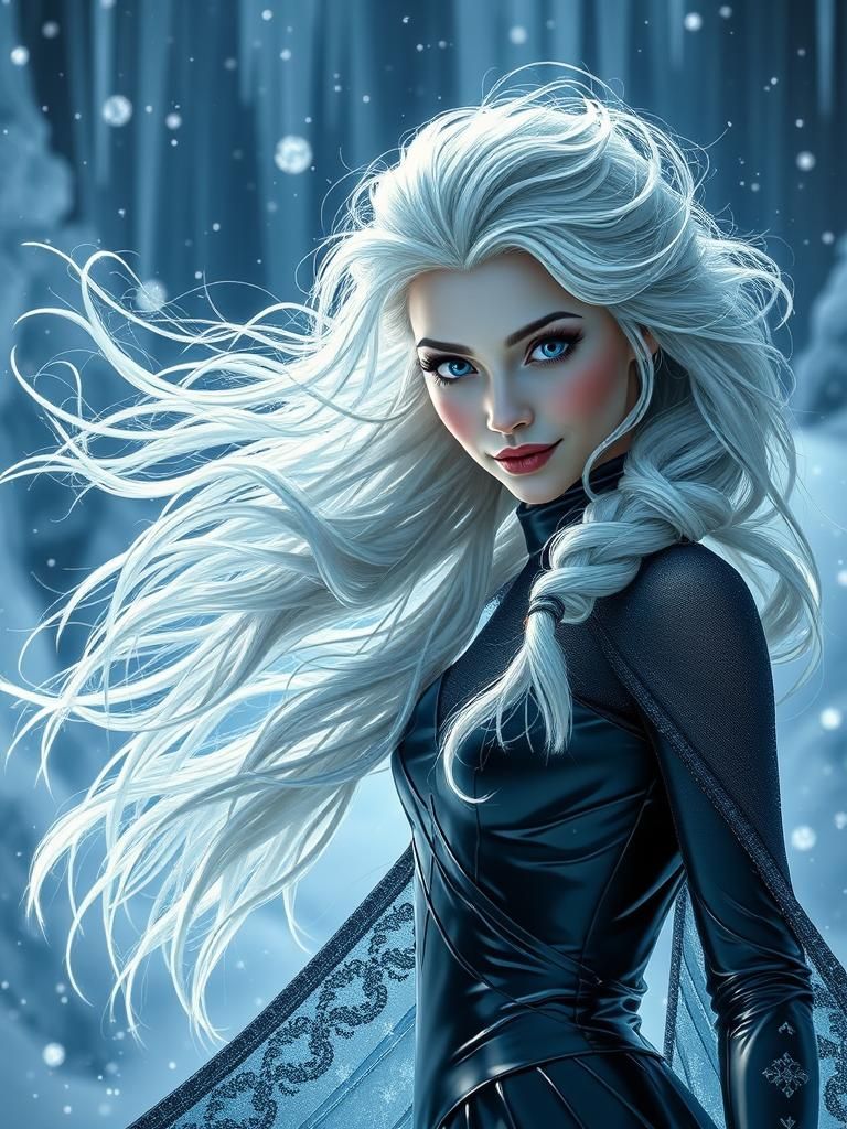 Elsa in Ice Palace with Ice Magic in Digital Art