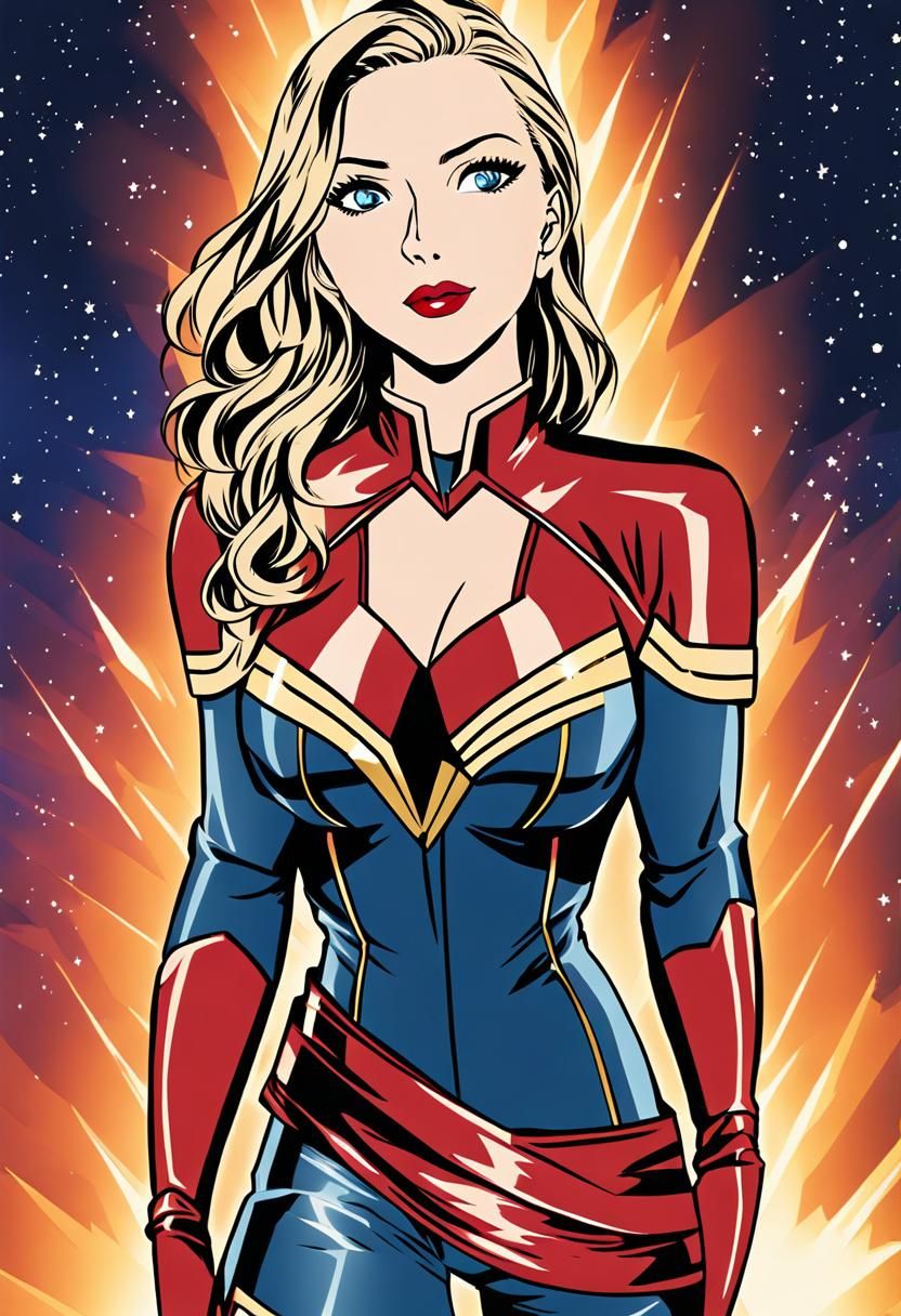Captain Marvel Anime Portrait in Space