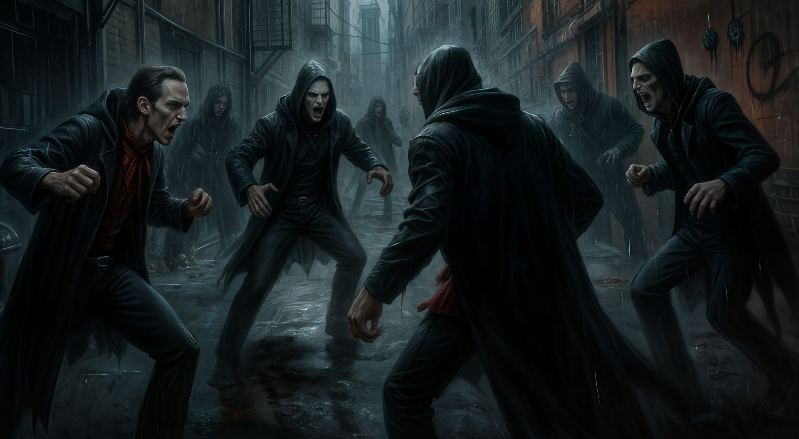 Vampire Gang Turf War in Dark New York Alley