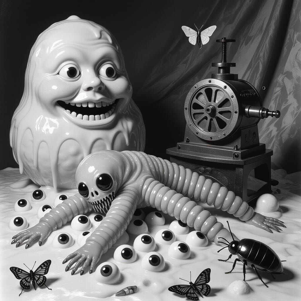 Surreal Hybrid Creature in Haunting Black and White