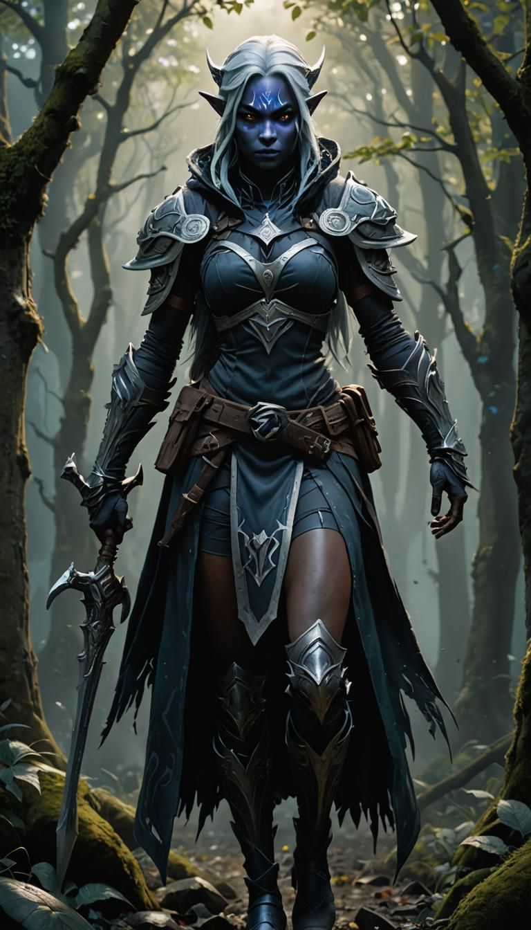 Drow Ranger Hero in Hyperrealistic Dark Style