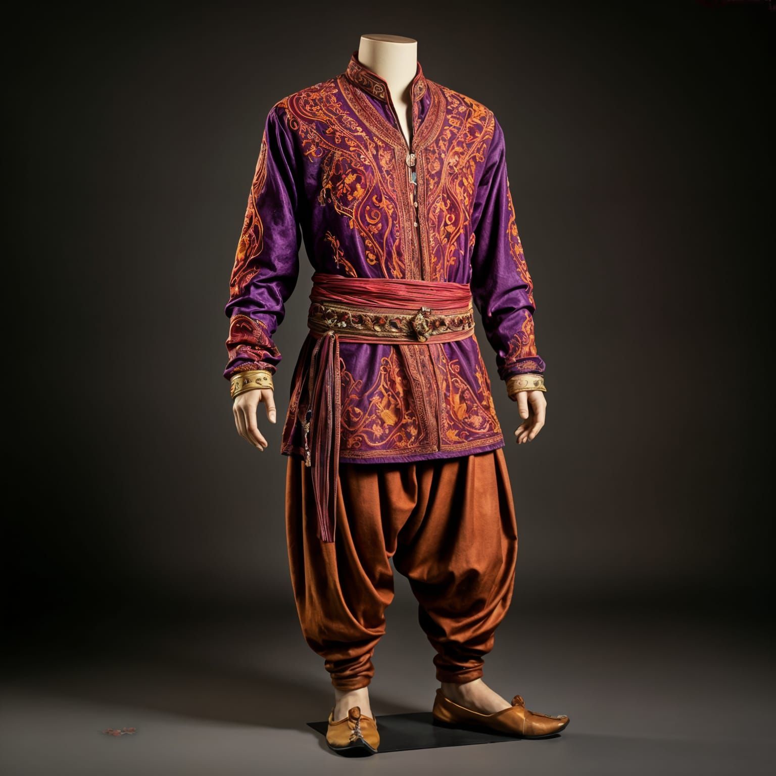 Ethereal Festival Warrior in Richly Embroidered Tunic and Go...