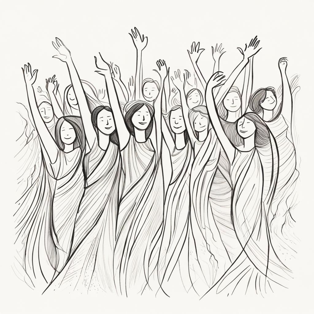 Women in Solidarity: A Geometric Fauvism Drawing