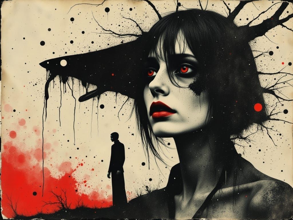 Psychedelic Female Figure in Watercolor and Alcohol Ink Styl...