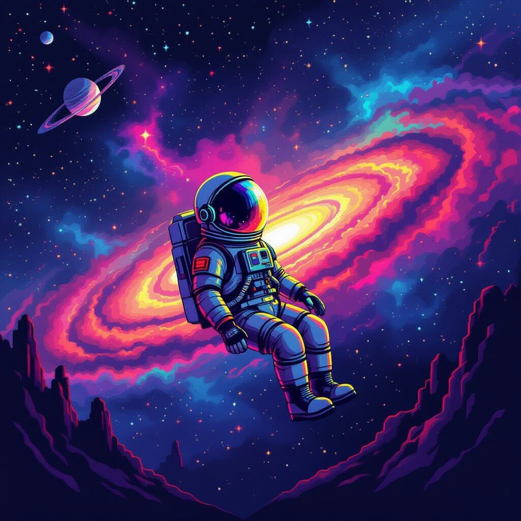 Astronaut Adrift in Cosmic Retro-Futurism