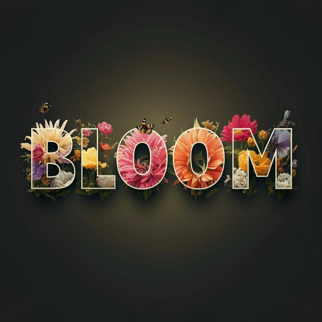 Floral Text Masking Effect: Blooming Letters