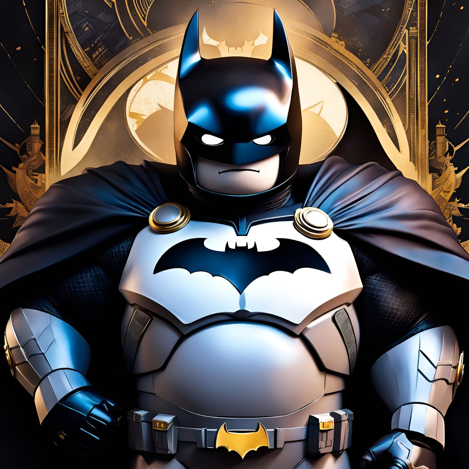 Baymax as Batman Portrait in Digital Art Style