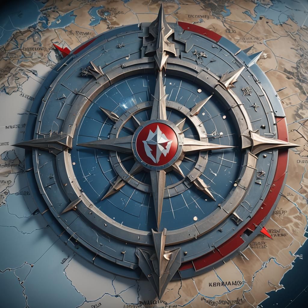 NATO Shield Surrounded by Missiles in Sci-Fi Style