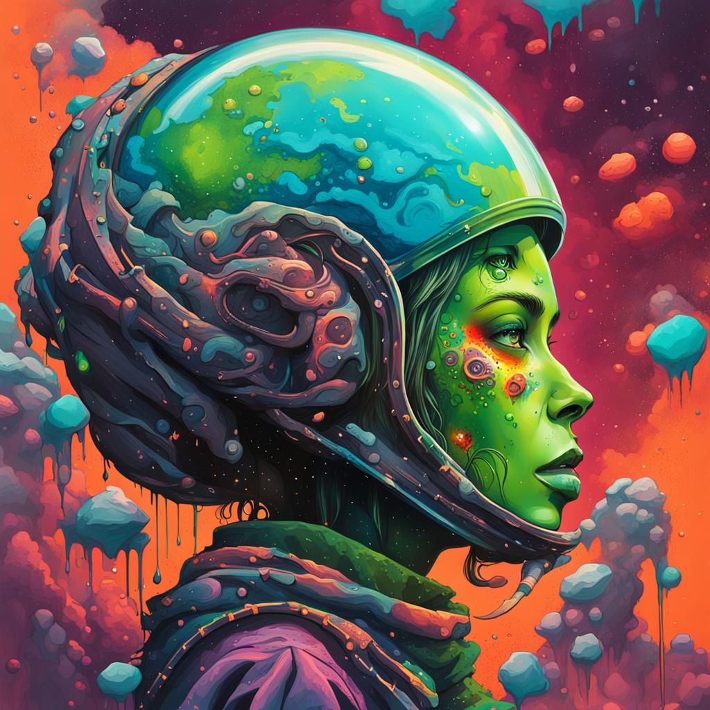 Martian Woman on Alien Planet in Graffiti Art Style