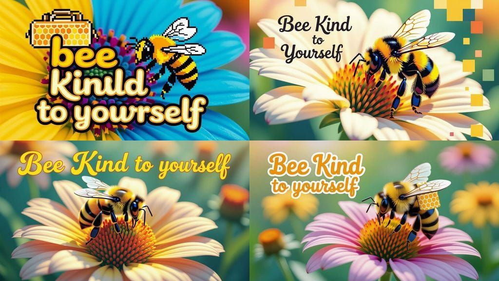 Pixelated Bee in Bloom: A Heartfelt Mosaic