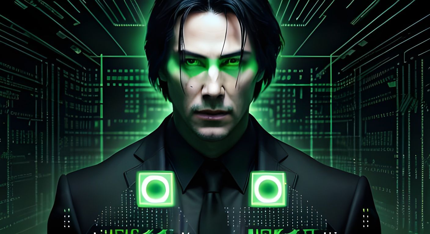 Binary Matrix Face in Cyberpunk Style