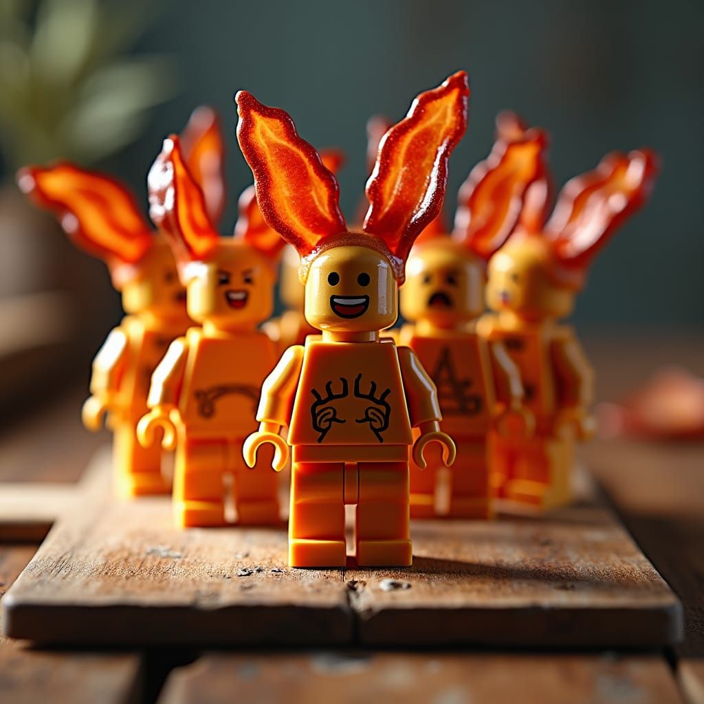Bacon Lego Minifigures in a Whimsical Style