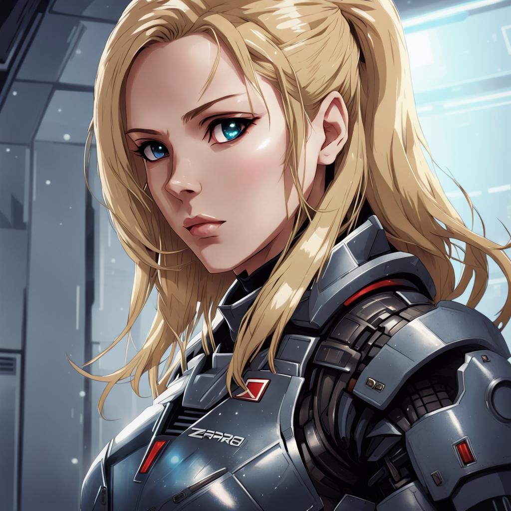 Anime-Style Space Commander with Blonde Hair
