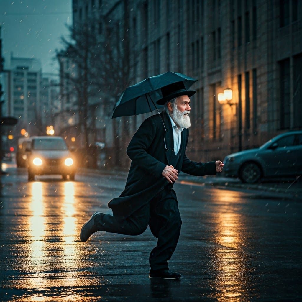 Hasidic Jew Misses Bus: Cinematic Winter Morning